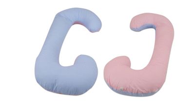 Stillkissen - Schwangerschaftskissen - 100% Baumwolle - blau kariert - rosa kariert