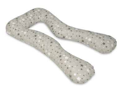 Stillkissen - Schwangerschaftskissen - groß - 100% Baumwolle - weiß/ graue Sterne