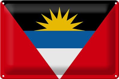 Blechschild Flagge Antigua und Barbuda 30x20 cm Flag Deko Schild tin sign