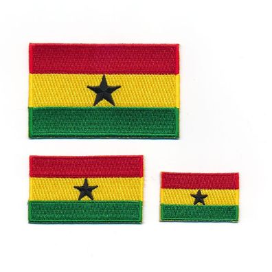 3 Ghana Flaggen Flags Accra Afrika Patches Edel Aufnäher Aufbügler Set 1190
