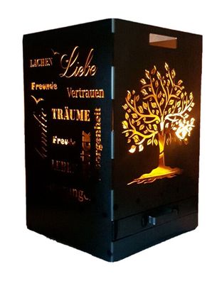 Feuerkorb Lebensbaum Werte mit Ascheschublade 40x40x60 cm Feuertonne Grill