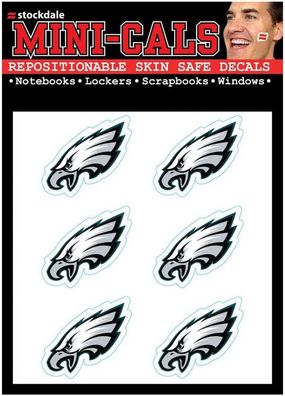 NFL Philadelphia Eagles Face Cals 6-teiliges Aufkleber Sticker Set Gesicht uvm