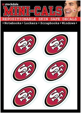 NFL San Francisco 49ers Face Cals 6-teiliges Aufkleber Sticker Set Gesicht uvm