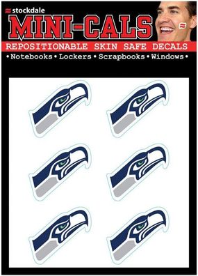NFL Seattle Seahawks Face Cals 6-teiliges Aufkleber Sticker Set Gesicht uvm