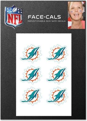 NFL Miami Dolphins Face Cals 6-teiliges Aufkleber Sticker Set Gesicht uvm
