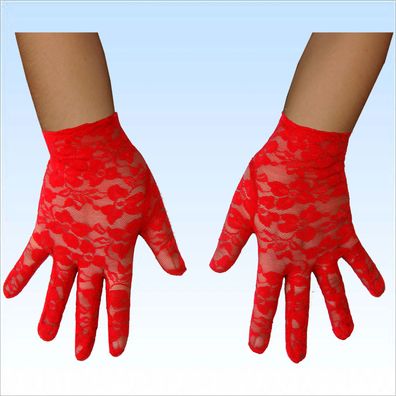 Gemusterte Handschuhe rot Handschuh Accessoire Fasching Abendgarderobe