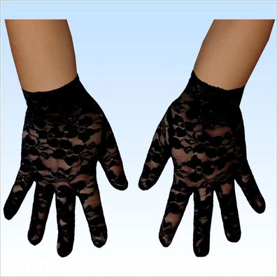 Gemusterte Handschuhe schwarz Handschuh Accessoire Fasching Abendgarderobe