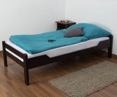 Dunkles Bett für Kinderzimmer / Jugendzimmer "Easy Premium Line" K1/1n, massives