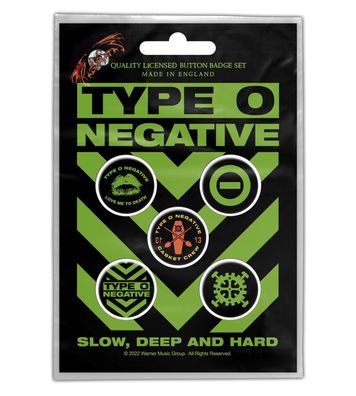 Type O Negative Slow, Deep & Hard Button Pack Set Offiziell lizensiert