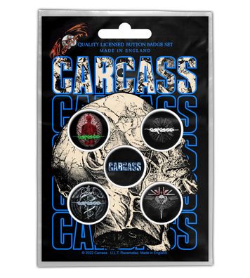 Carcass Necro Head Button Set Offiziell lizensiert