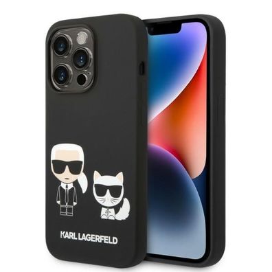 Hülle Case iPhone 14 Pro Karl Lagerfeld MagSafe Katze Silikon schwarz