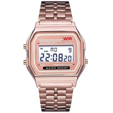 Herrenuhr, LED-Digital-Edelstahl-Quarz-Sport wasserdichte Armbanduhren