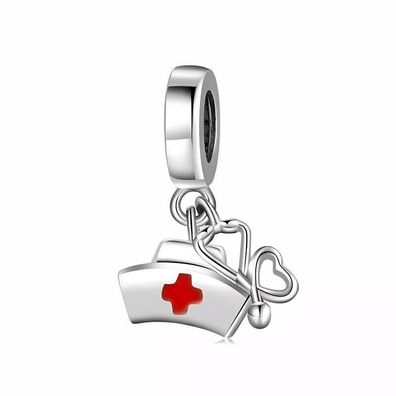 Charm Anhänger kompatibel Pandora 925 Sterling Silber Krankenschwester Mütze Geschenk