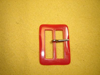Vintage Gürtelschließe rechteckig 80er Jahre Deko Schließe Kunststoff kirsch rot