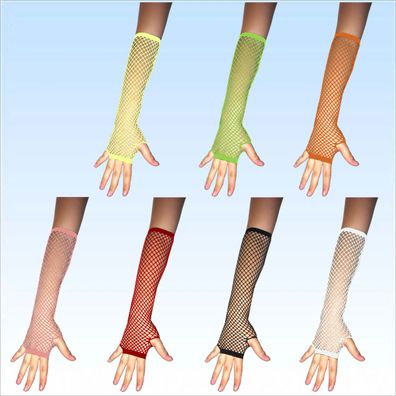 Fingerlose Netzhandschuhe für Abendgarderobe farbig Kostüme Netz Handschuhe Handschuh
