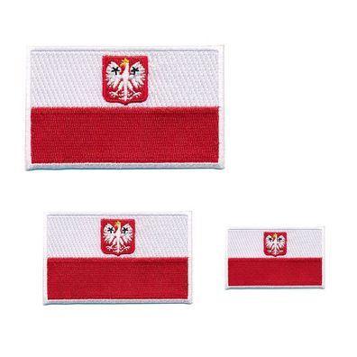 3 Republik Polen Flaggen Warschau Polska Flags Patch Aufnäher Aufbügler Set 0661