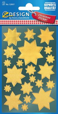 AVERY Zweckform 52807 Aufkleber Weihnachten 42 goldene Sterne (Weihnachtssticker ...