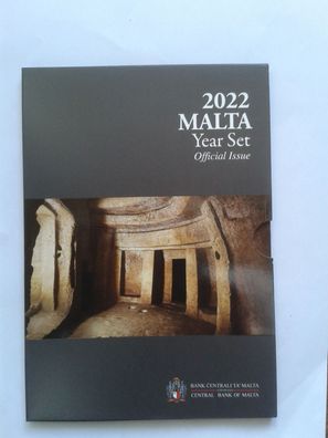 KMS 2022 Malta im Folder/ Blister mit 2 euro Hal Saflieni Hypogeum Tempel - 5,88€