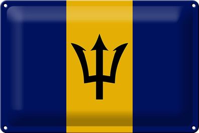Blechschild Flagge Barbados 30x20 cm Flag of Barbados Deko Schild tin sign