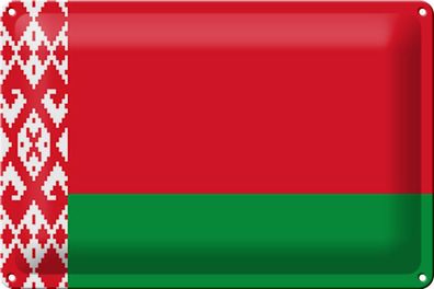 Blechschild Flagge Weißrussland 30x20 cm Flag of Belarus Deko Schild tin sign