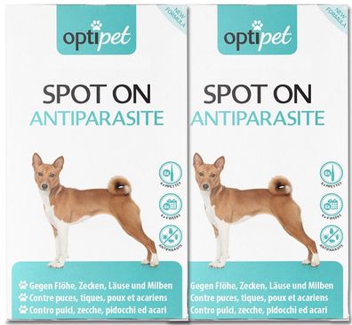 OptiPet Zecken- und Flohschutz 12x1,5ml Spot-On Hund Schutz gegen Parasiten, Milben