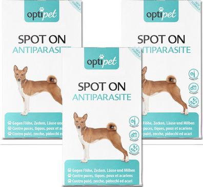 OptiPet Zecken- und Flohschutz 18x1,5ml Spot-On Hund Schutz gegen Parasiten, Milben