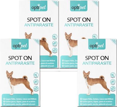 OptiPet Zecken- und Flohschutz 24x1,5ml Spot-On Hund Schutz gegen Parasiten, Milben