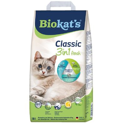 Biokat's ?Classic fresh 3in1 mit Frühlings-Duft - 18l ? Katzenstreu