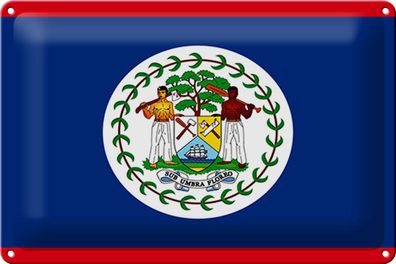 Blechschild Flagge Belize 30x20 cm Flag of Belize Deko Schild tin sign