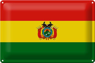 Blechschild Flagge Bolivien 30x20 cm Flag of Bolivia Deko Schild tin sign