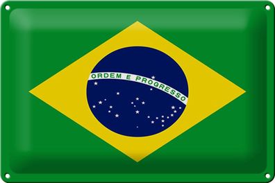 Blechschild Flagge Brasilien 30x20 cm Flag of Brazil Deko Schild tin sign