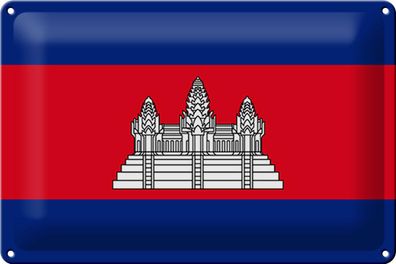Blechschild Flagge Kambodscha 30x20 cm Flag of Cambodia Deko Schild tin sign