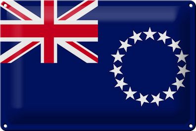 Blechschild Flagge Cookinseln 30x20 cm Flag of Cook Islands Deko Schild tin sign