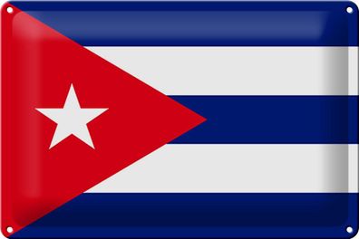 Blechschild Flagge Kuba 30x20 cm Flag of Cuba Deko Schild tin sign