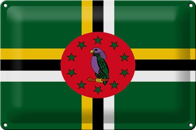 Blechschild Flagge Dominica 30x20 cm Flag of Dominica Deko Schild tin sign