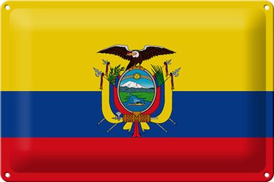 Blechschild Flagge Ecuador 30x20 cm Flag of Ecuador Deko Schild tin sign