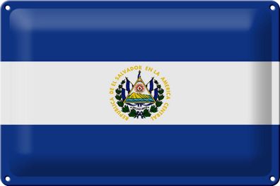 Blechschild Flagge El Salvador 30x20 cm Flag of El Salvador Deko Schild tin sign