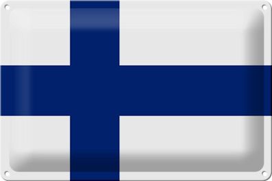 Blechschild Flagge Finnland 30x20 cm Flag of Finland Deko Schild tin sign