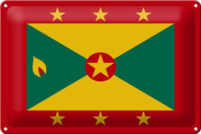 Blechschild Flagge Grenada 30x20 cm Flag of Grenada Deko Schild tin sign