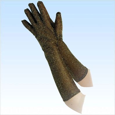 Glitzernde Handschuhe Gold für elegante Abendgarderobe Partys Kostüme Fingerhandschuh