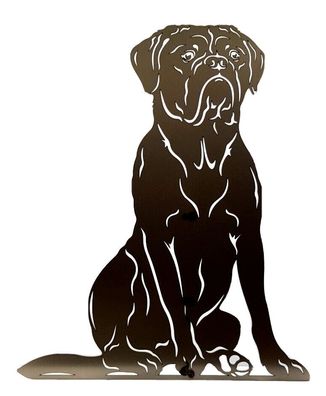 Figur Bordeaux Dogge Höhe 65 cm blank Gartenfigur Hundefigur Hund mit Stecker