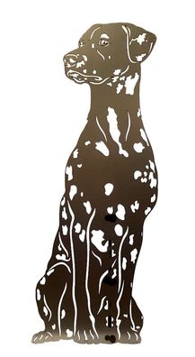 Figur Dalmatiner Höhe 80 cm blank Gartenfigur Hundefigur Hund mit Stecker