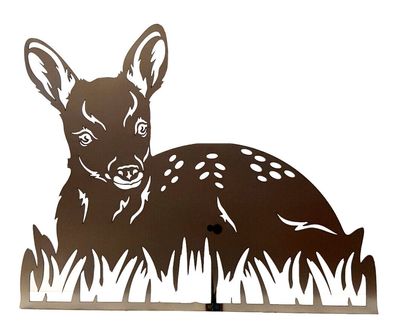 Figur Rehkitz Höhe 50cm blank Gartenfigur Gartenstecker Bambi (Gr. Lebensgroß)