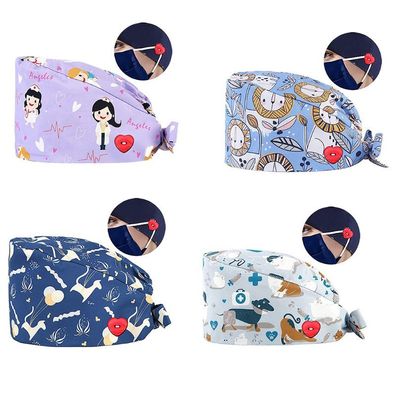 Arzt & Krankenschwester - Peeling-Herzknopf, Maskenhalter, Cartoon-Bouffant-Kappe