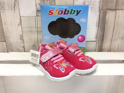 slobby Kinder Klettschuh pink mit Schmetterling