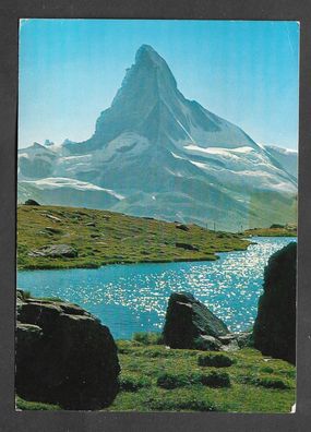 Postkarte Schweiz Zermatt Stellisee mit Matterhorn gelaufen nach Ferrara