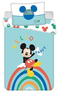 Disney Baby Kinder Wendebettwäsche Mickey Mouse Regenbogen Hello Happy Cool Türk