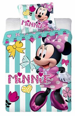Disney Baby Kinder Wendebettwäsche Minnie Maus Schleifchen Herzen Blumen Bettdec