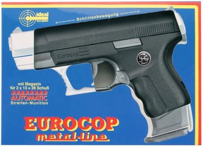 Schrödel Euro-Cop Spielzeugpistole, 13 Schuss, Box Pistole Polizist Agent Soldat