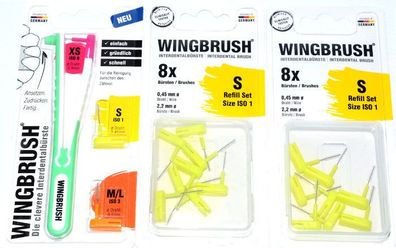 Wingbrush Interdentalbürste Starter Set + 2x Aufsätze - S GELB Wingbrush